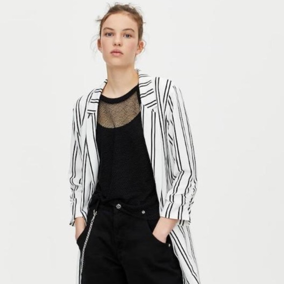 PULL & BEAR Cotton Blend Striped Blazer - Picture 11 of 11